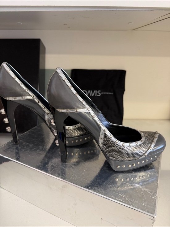 Ruthie Davis Gunmetal Gray Studded Platform Pumps main image 4